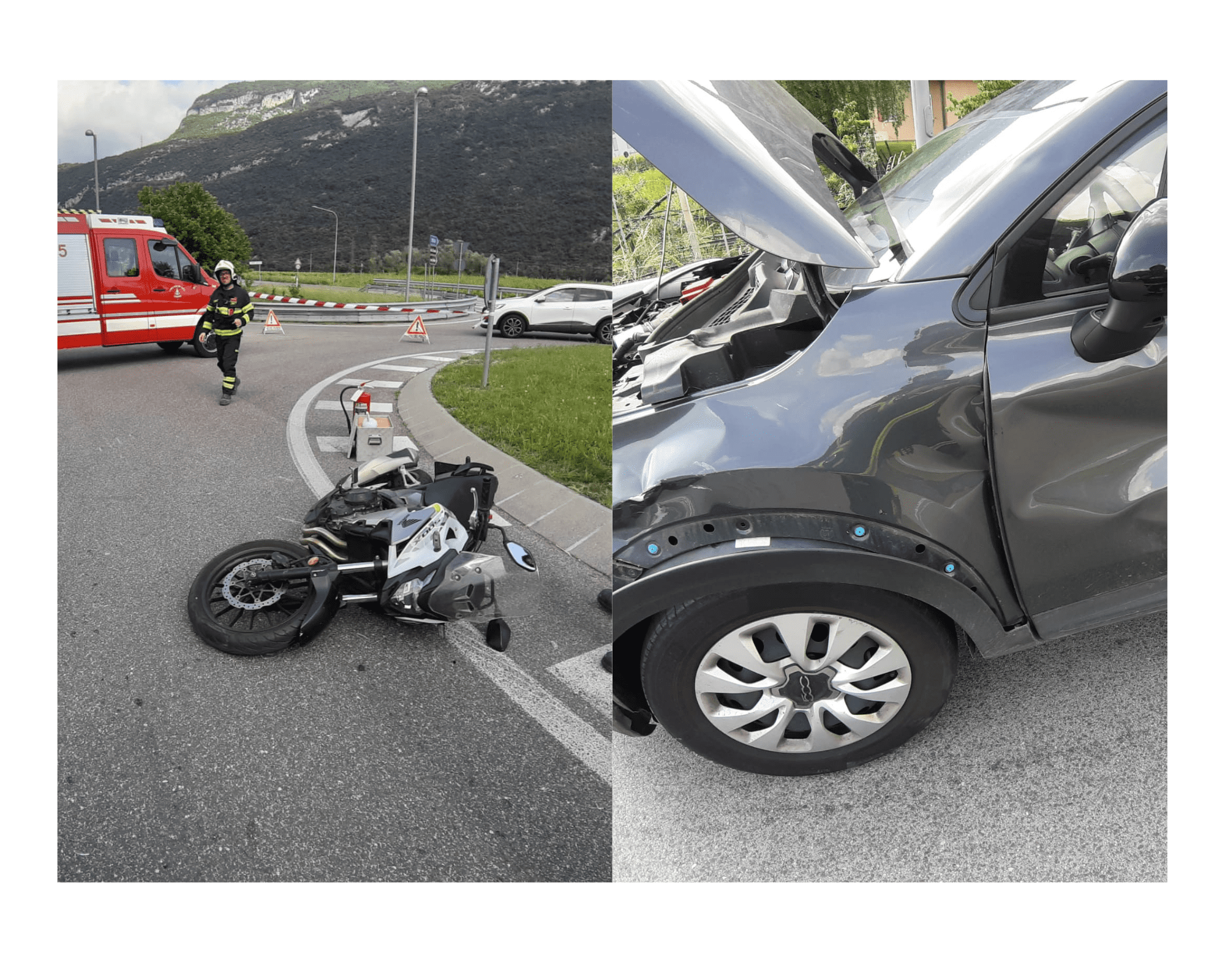 Scontro tra auto e moto a Dro. Il motociclista è stato portato all ...